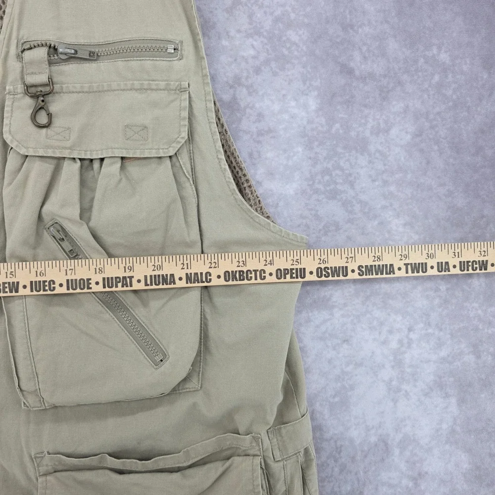 Vintage Banana Republic Safari Fishing Vest Khaki Tan Cotton Utility Mesh XL